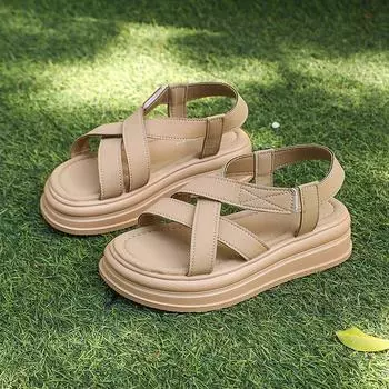 Высококачественные модные женские сандалии, летние удобные женские сандалии на массивной платформе, однотонные повседневные однотонные сандалии на толстой подошве 35