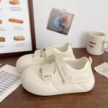 Высококачественные мятные женские туфли с большой головкой 2024 года, маленькие белые туфли, универсальные летние туфли с толстой подошвой, уродливые милые туфли, новые популярные туфли для хлеба 35 розовый