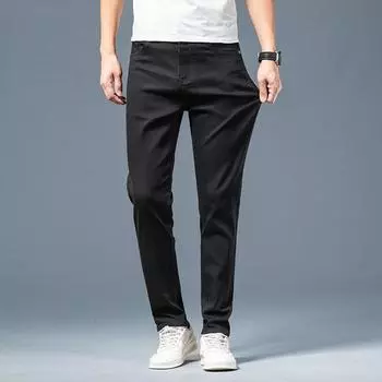 Высококачественные мужские эластичные джинсы с принтом и вышивкой, корейская версия, облегающие маленькие прямые мужские повседневные брюки, мужские брюки 28 белый