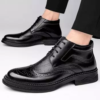 Высококачественные мужские ботильоны, новое поступление, элегантные мужские туфли-броги, роскошная официальная обувь, классические зимние плюшевые зимние ботинки 37