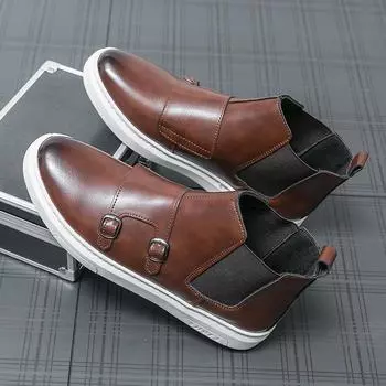 Высококачественные мужские ботинки челси, высокие уличные ботинки, дизайнерская обувь, роскошные деловые оксфорды, повседневная кожаная официальная обувь 38 чёрный