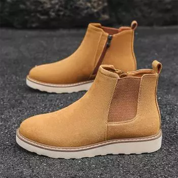 Высококачественные мужские ботинки из натуральной кожи, водонепроницаемые дизайнерские ботильоны на плоской подошве, новинка 2024 года, повседневные кожаные противоскользящие ботинки для снега 38 хаки