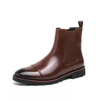 Высококачественные мужские ботинки Slip-On на низком каблуке черного цвета с высоким верхом Botas Mujer, повседневные туфли до щиколотки для мотоциклистов, кожаные ботинки Chelsea 38 чёрный