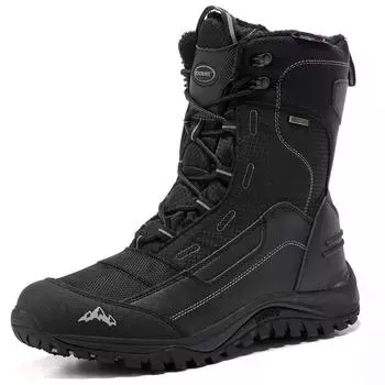 Высококачественные мужские ботинки, теплые плюшевые зимние ботинки, водонепроницаемые и нескользящие зимние ботинки, мужская уличная походная обувь, черные ботинки до середины икры 36