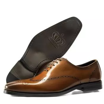 Высококачественные мужские броги из натуральной кожи на шнуровке для свадьбы, британский стиль, низкие деловые мужские оксфорды для торжественного платья 6 коричневый