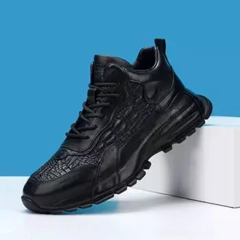 Высококачественные мужские кожаные кроссовки 2024 года, весна, новые повседневные туфли из воловьей кожи на толстой подошве для мужчин, зимние теплые мужские ботинки на платформе 39