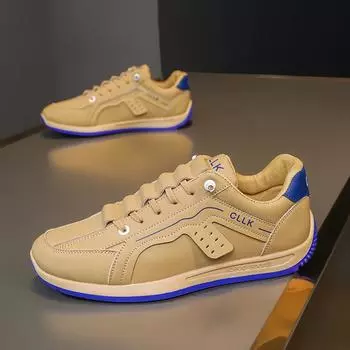 Высококачественные мужские кроссовки из кожи, повседневная обувь, осень 2024 г., новые дышащие мужские туфли на плоской подошве 39