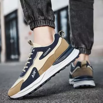 Высококачественные мужские кроссовки из кожи, повседневная обувь, осень 2024 г., новые нескользящие дышащие мужские туфли, мужские плоские кроссовки для бега 39 чёрный