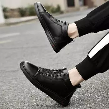 Высококачественные мужские кроссовки, классические высокие мужские удобные туфли для отдыха и прогулок, вулканизированные ботинки из натуральной кожи, теплые зимние ботинки для мужчин 37