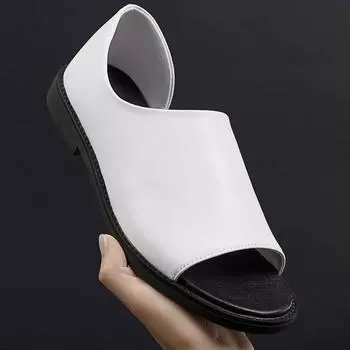 Высококачественные мужские летние сандалии, модные слипоны на плоской подошве из натуральной кожи, повседневные лоферы, мужские пляжные тапочки ручной работы от люксового бренда 38