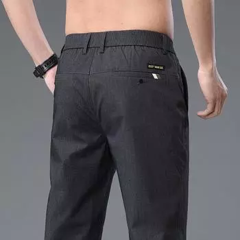 Высококачественные мужские повседневные брюки для весны и лета, новые деловые повседневные брюки для лета, высокоэластичные прямые мужские брюки, не требующие глажки 28 чёрный