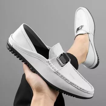 Высококачественные мужские повседневные кожаные туфли Four Seasons Anti Slip Business Leather Shoes Fashion Universal Tide Party Driving Shoes 35 чёрный