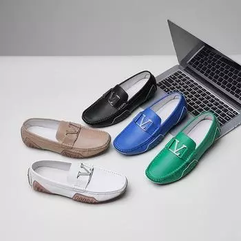 Высококачественные мужские повседневные кожаные туфли, мокасины из воловьей кожи, мягкие роскошные туфли-горох, мужские туфли на плоской подошве из натуральной кожи, туфли для вождения 39 чёрный