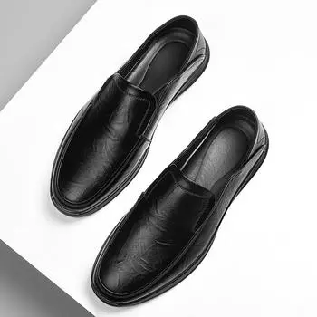 Высококачественные мужские повседневные кожаные туфли, мужские дышащие ретро удобные туфли без застежек с круглым носком, мужские свадебные туфли-лоферы 38