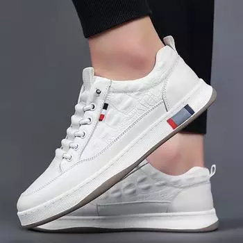 Высококачественные мужские повседневные кожаные туфли с крокодиловым узором из натуральной кожи с плоским дном, износостойкие белые мужские повседневные туфли 38 чёрный