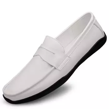 Высококачественные мужские повседневные лоферы из натуральной кожи, мужские роскошные брендовые лоферы, мокасины, летняя роскошная белая обувь без застежек 42
