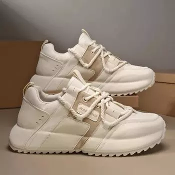 Высококачественные мужские спортивные кроссовки с толстой подошвой, на шнуровке, мужская уличная модная универсальная повседневная обувь, дышащая, на все времена года 39 бежевый