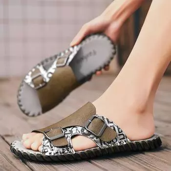 Высококачественные мужские тапочки из натуральной кожи с дышащими свойствами, летняя новая повседневная удобная обувь 2024 года, роскошные мужские сандалии ручной работы 38 чёрный