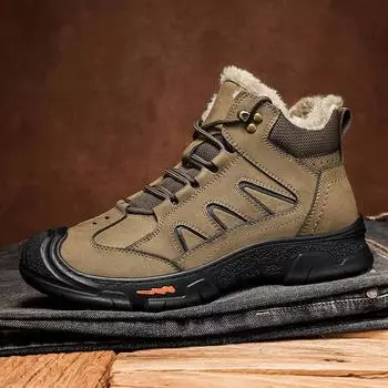 Высококачественные мужские толстые зимние ботинки из бархата, теплые, на шнуровке, базовые ботинки, повседневные короткие ботинки для отдыха на природе, удобная мужская обувь для походов 38