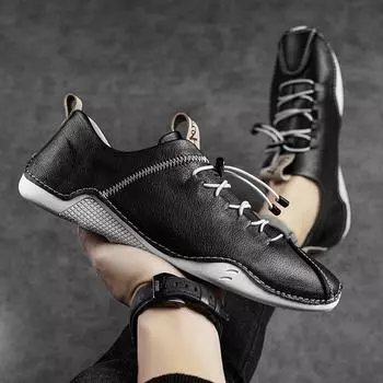 Высококачественные мужские туфли Doudou из натуральной кожи, повседневные, универсальные, с одной педалью 38