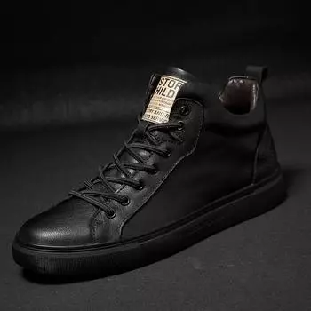 Высококачественные мужские туфли из натуральной кожи, простые белые зимние модные хлопковые туфли, мужские высокие ботинки для походов на открытом воздухе 36