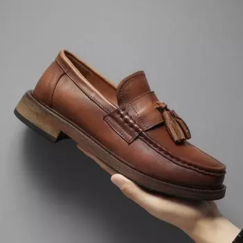 Высококачественные мужские туфли-лоферы с кисточками, мужская официальная обувь из натуральной кожи, мужская обувь класса люкс, свадебные туфли, мокасины, туфли-лодочки 38