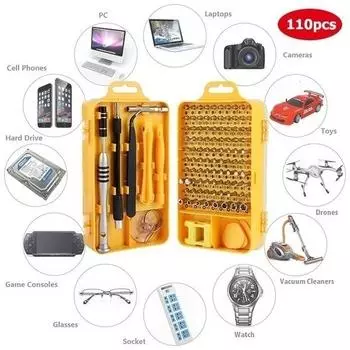 Высококачественные наборы 115-в-1 Набор отверток Многофункциональный компьютер ПК Телефон Ремонт цифровых электронных устройств Инструменты для дома Бит 32-в-1/45-в-1/110-в-1 32-in-1 жёлтый