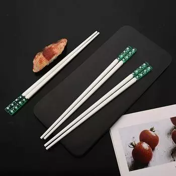 Высококачественные нескользящие палочки для еды из сплава Green Cherry Blossom Chopsticks Home Hotel Restaurant Hot Pot Kitchen Utensils Sushi