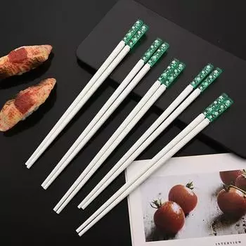 Высококачественные нескользящие палочки для еды из сплава Green Cherry Blossom Chopsticks Home Hotel Restaurant Hot Pot Kitchen Utensils Sushi