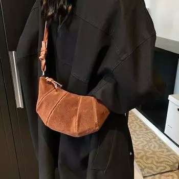Высококачественные нишевые сумки для женщин Ретро и модные сумки в форме пельменей Сумки через плечо на одно плечо Универсальные сумки в форме круассана чёрный