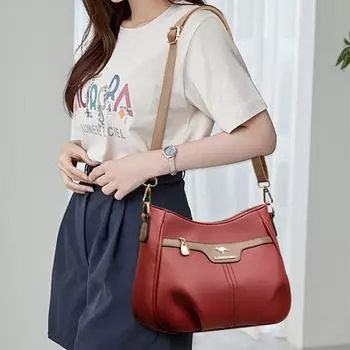 Высококачественные однотонные кожаные сумки через плечо для женщин, роскошные сумки, женские сумки, дизайнерские повседневные сумки