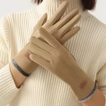 Высококачественные осенне-зимние женские перчатки, утолщенные, для спорта на открытом воздухе, теплые, противоскользящие, для сенсорного экрана, для верховой езды, для женщин One Size чёрный