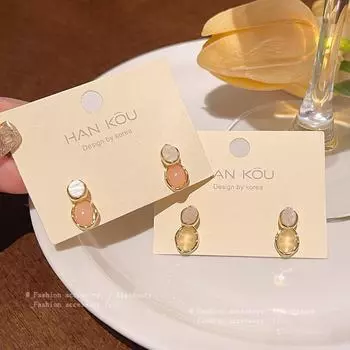 Высококачественные овальные серьги с кошачьим глазом и перламутром для женщин A1722 белый