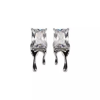 Высококачественные персонализированные серьги из квадратного циркония с тающим льдом и снегом