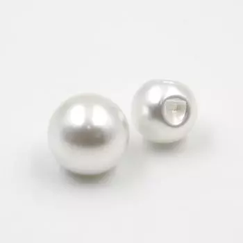 Высококачественные пластиковые белые пуговицы под жемчуг, ножки из медной проволоки, не ржавеют, пуговицы для свитера, пуговицы для рубашки с открытым воротом Pearl White with holes * 15mm200 capsules * Round