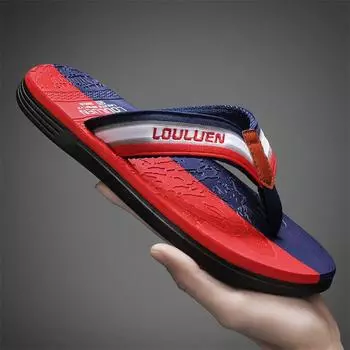 Высококачественные пляжные шлепанцы, летние мужские повседневные сандалии для отдыха на открытом воздухе, модные мужские шлепанцы, дышащие нескользящие пляжные тапочки для мужчин 39 красный