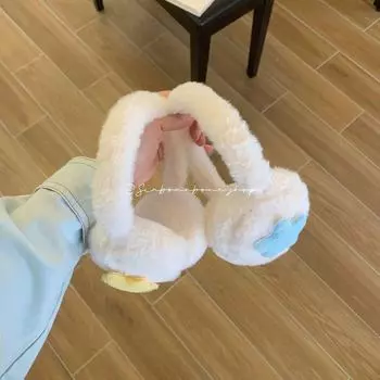 Высококачественные плюшевые наушники со звездами синего и белого цвета: Теплые зимние средства защиты ушей для школьников от холода при езде на велосипеде. star plush earmuffs белый/синий