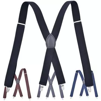 Высококачественные подтяжки унисекс, очень широкие, с зажимами 4P, однотонные брюки, зажим для брюк One Size чёрный