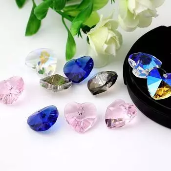 Высококачественные подвески 14 мм, аксессуары 10 шт., поделки своими руками, стеклянные хрустальные сердечки, свободные бусины-разделители, подвески, изготовление ювелирных изделий, многоцветные 4