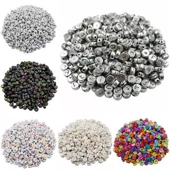 Высококачественные подвески, многоцветные ювелирные изделия, ювелирные аксессуары для DIY, акриловый смешанный арабский алфавит, 100 шт., 7 мм, для ожерелья, браслета, свободные бусины 5