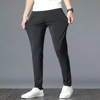 Высококачественные повседневные брюки Tencel для верхней одежды, деловые повседневные шорты, мужские легкие и дышащие длинные брюки 28 чёрный