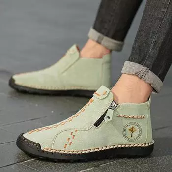 Высококачественные повседневные туфли из натуральной кожи с высоким берцем, повседневные туфли большого размера из натуральной кожи с мягкой подошвой 38