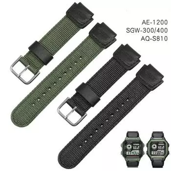 Высококачественные прочные нейлоновые ремешки для часов для Casio AE-1200WH/SGW-300/AQ-S810W/AE1200WH 18 мм, сменный ремешок для часов с защитой от падения зелёный