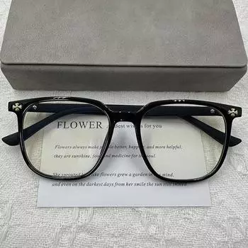 Высококачественные простые очки в черной оправе. Женские модные роскошные очки с синей подсветкой. Мужские модные очки для близорукости.