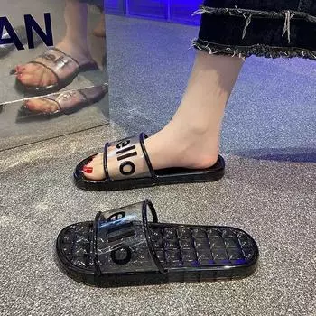 Высококачественные прозрачные тапочки со стразами для дома, ванной, летней одежды, дезодоранта Tide, нескользящей мягкой подошвы, модные туфли со стразами 36-37