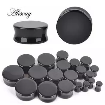 Высококачественные расширители для ушей, пирсинг, 1 пара, натуральный черный оникс, органический натуральный полированный камень, ушные манометры, седло, шпильки-шпильки для ушей 5mm