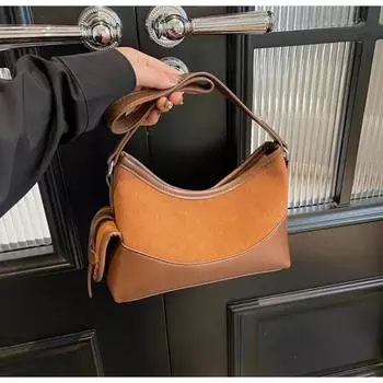 Высококачественные ретро-сумки из искусственной замши в форме полумесяца, роскошные простые универсальные сумки через плечо