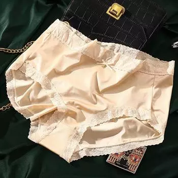 Высококачественные роскошные атласные трусики женские большие размеры нижнее белье для женщин бесшовные трусы шелковистые большие треугольные трусы L чернил синий