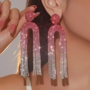Высококачественные роскошные блестящие длинные серьги-кисточки со стразами, персонализированные круглые полые женские серьги