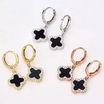 Высококачественные роскошные блестящие серьги-клеверы Серьги-серьги Net Red Серьги-темпераментные женские серьги-клеверы с четырьмя листочками золотой